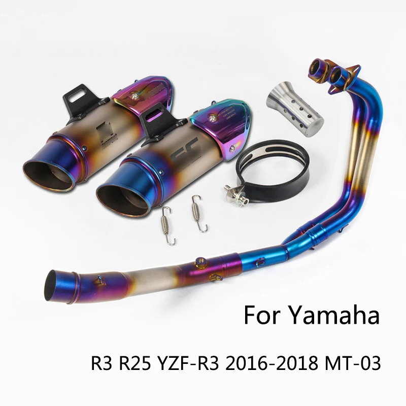 Синяя выхлопная система для Yamaha R3 R25 YZF-R3 мотоциклетный коллектор Mid 51 мм глушитель выхлопной трубы слипоны- MT-03