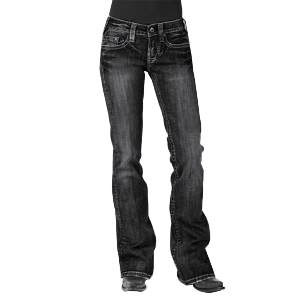 SHUJIN женские джинсы для мам с высокой талией,, женские обтягивающие джинсовые штаны, женские черные широкие брюки размера плюс - Цвет: A