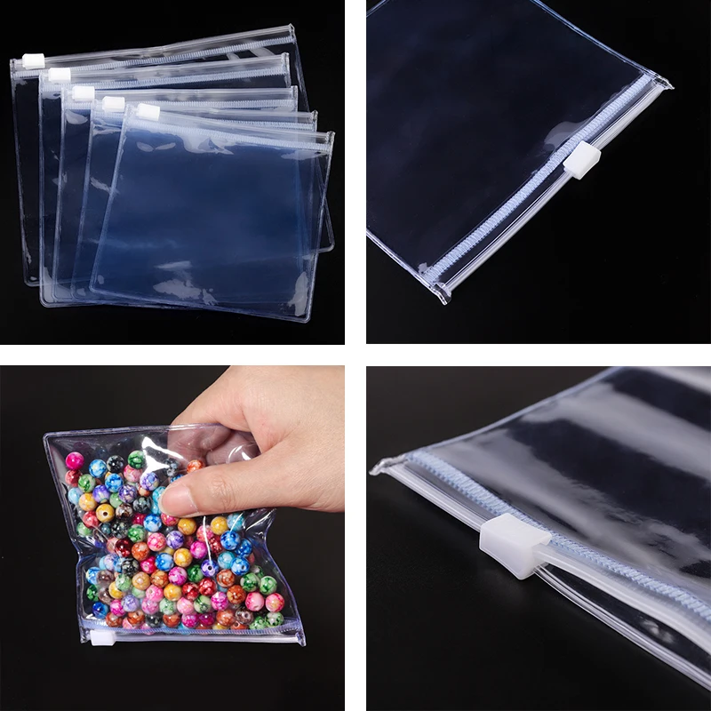 10pcs Portable Travel PVC Self Sealing Plastic Jewelry Zip Lock