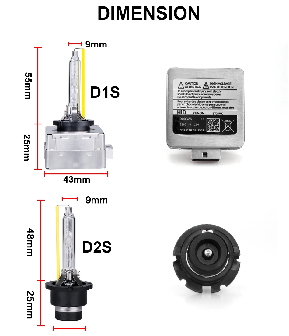 Балластная лампа D1S D2S D3S D4S D1R D2R D3R D4R Xenon HID комплект лампы Диод автомобильный светильник 4300K 6000K 8000K 10000K теплый белый Canbus 2 шт