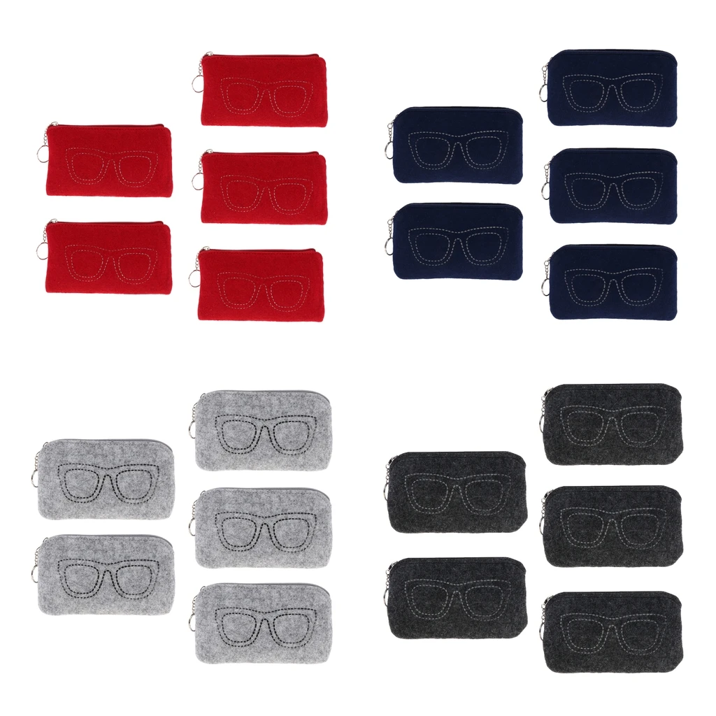 Упаковка из 5 фетровых коробок для очков защитный чехол сумка хранения