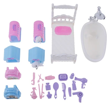 

Mini Bathroom Miniatures Furnitures Kits Set For DIY Plastic DollHouse Kids Toy Decor Doll Gift for Children