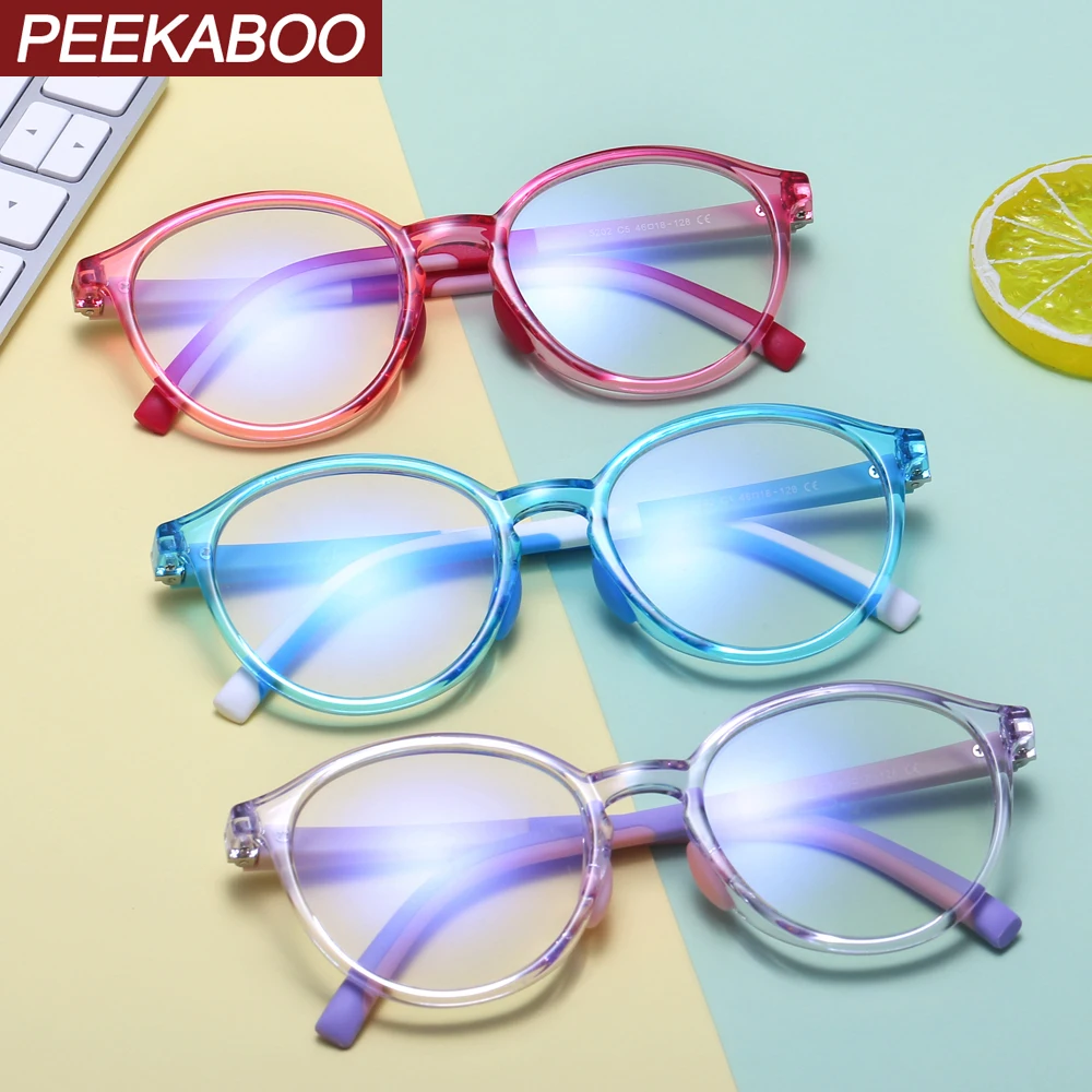 Peekaboo синий светильник с блокировкой круглая оправа очки для детей девочек