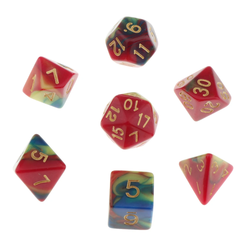 Pack of 7 Polyhedral Dices Table Board Games Party KTV for Dungeon & Dragons DND Dice Set Party Game Dices Hobby & Collectibles