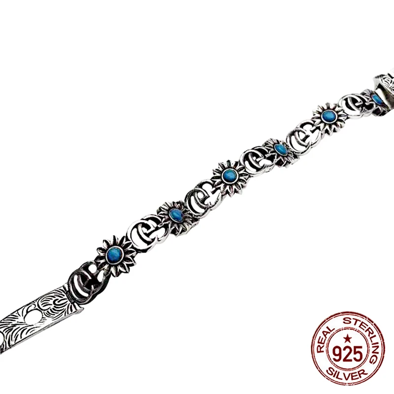 Браслет из стерлингового серебра S925 пробы, ювелирные изделия, простые ювелирные изделия, Ретро стиль, модные буквы, простой стиль, подарок на день Святого Валентина, горячая распродажа