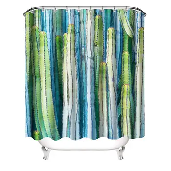

Cactus Decor Shower Curtain Organ-Pipe Cactus Tropical Botany Garden Plants Fabric Bathroom Decor Set with Hooks 72x72 Inch