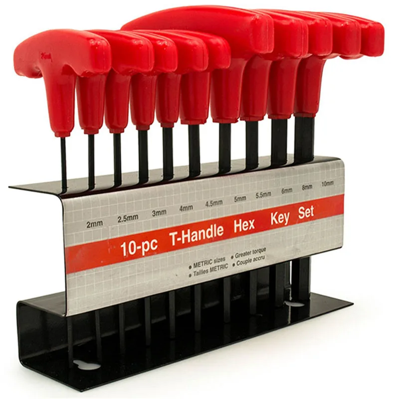 

10Pc Metric T-Handle Hex Key Wrench Tool Set,Hex Wrench Non-Slip Multifunctional Wrenches Hand Tools