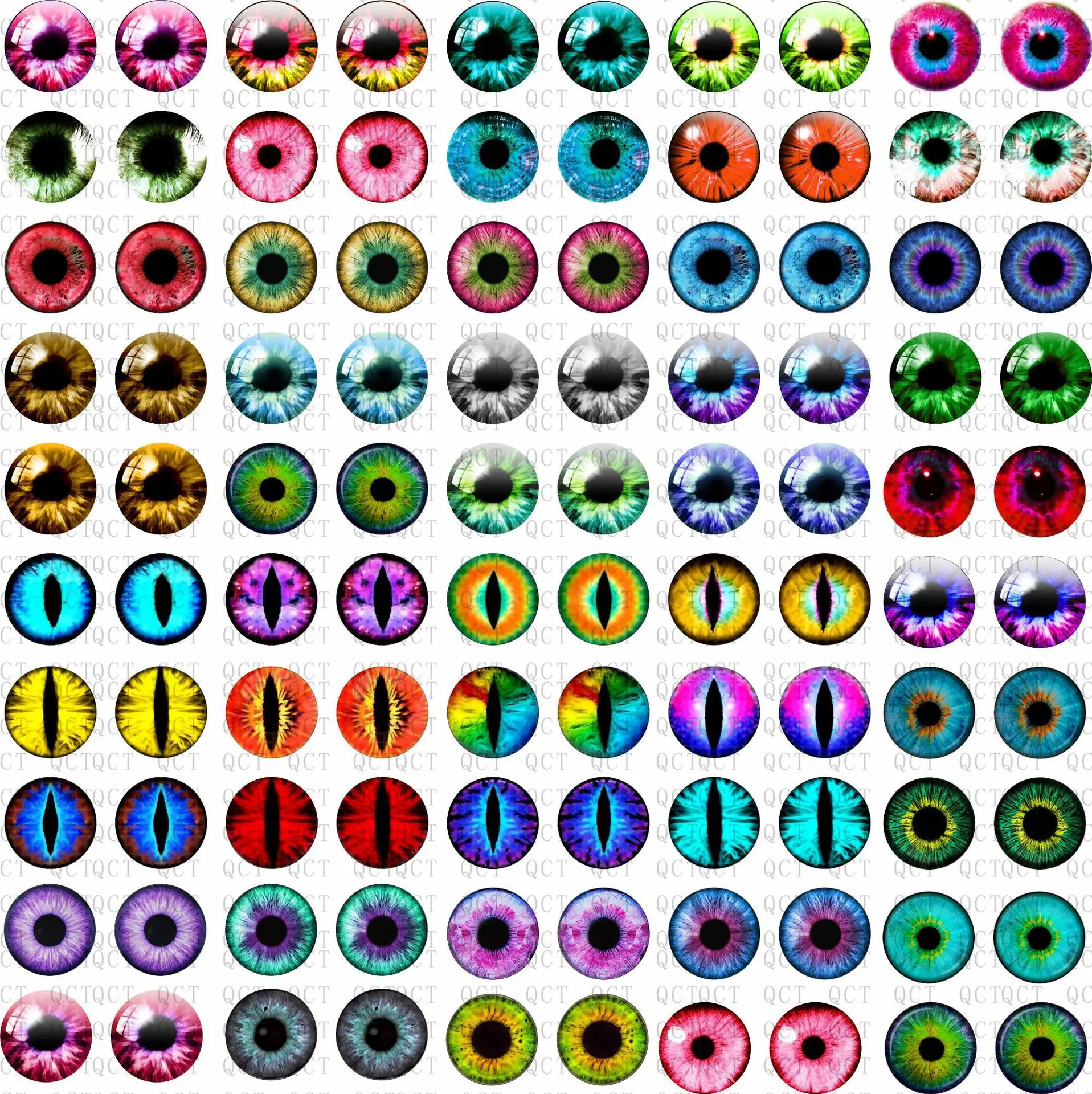 100 Pcs 6/8mm Glass Doll Eyes DIY Crafts Eyeballs Dinosaur Cat Animal Eyes Doll Accessories Glass Round Cabochon