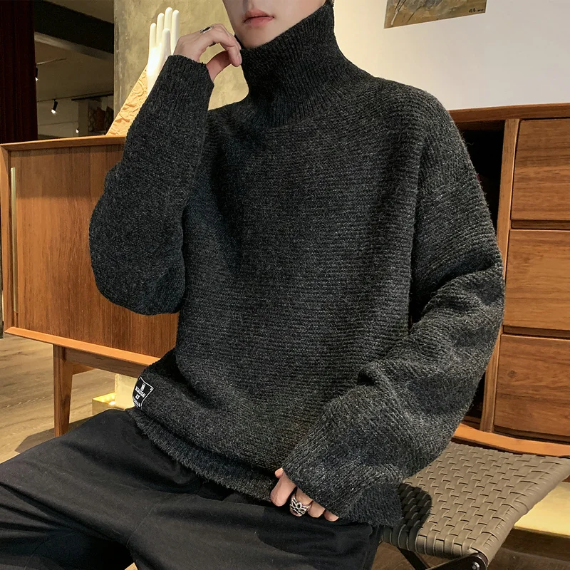 Winter Turtleneck Sweater Men Warm Fashion Solid Color Casual Knit Sweter Men Streetwear Loose Long Sleeve Pullover Man Clothes Winter Turtleneck Sweater Men Warm Fashion Solid Color Casual Knit Sweter Men Streetwear Loose Long Sleeve Pullover Man Clothes