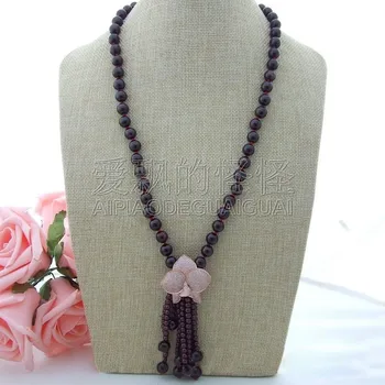 

N021302 25" Round Garnet Necklace CZ Pendant