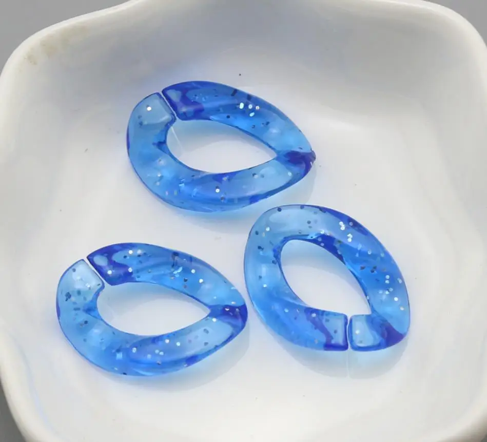 glitter Acrylic Chain transparent color Combination chain Links DIY Charm Accessories for Jewelry Making 17*23mm, wholesale