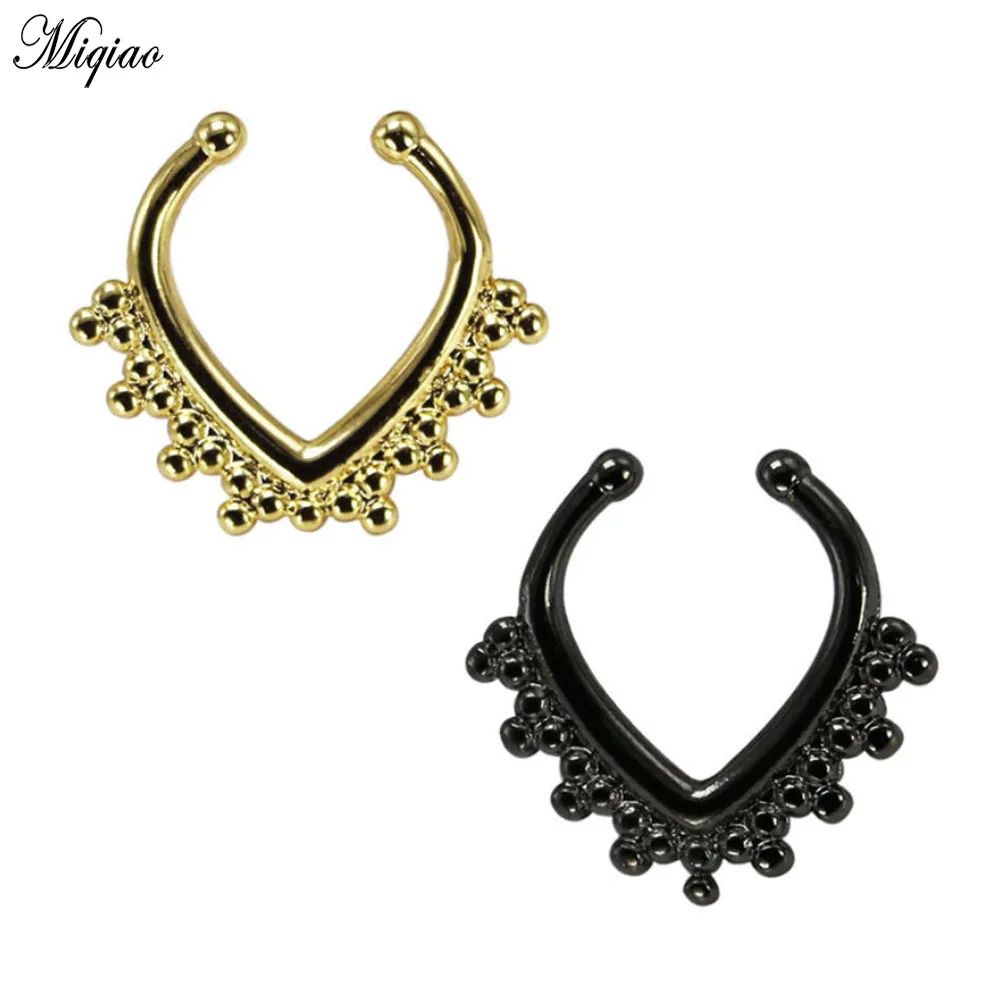 

Miqiao 2pc Hot Sale Nasal Diaphragm Ring False Nose Ring Puncture Jewelry Heart-shaped SEPTUM RING for Unisex
