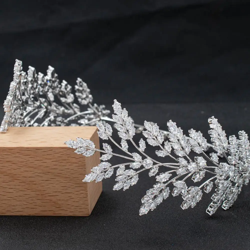 42cm Handmade 2020 New Cubic Zirconia Bridal Wedding Soft Headband Hairband Tiara Hair Jewelry Accessories Hairpieces CHA10052