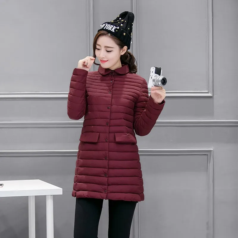 

2018 Thin Cotton-padded Clothes Women's Mid-length Winter Korean-style Cotton-padded Jacket Spring And Autumn Slim Fit down Jack