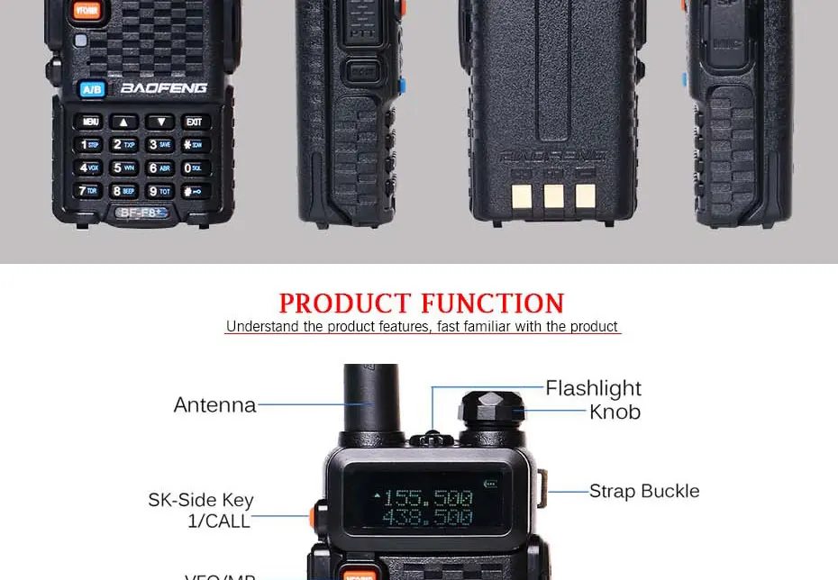 Baofeng Walkie Talkie Two Way Radio BF-F8+ Dual Band VHF UHF Radio 136-174/400-520MHz HF Transceiver walkie-talkies for hunting