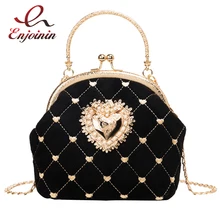 Модная женская сумка из искусственной кожи и замши с аппликацией в виде сердца черного и красного цветов