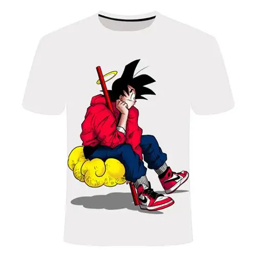 Новинка, футболка с драконом и шариком, Супер Saiyan Dragon Ball Z Dbz Son, футболка Goku Japan Vegeta, уличная, белая, Азиатский Размер 6XL - Цвет: TX004