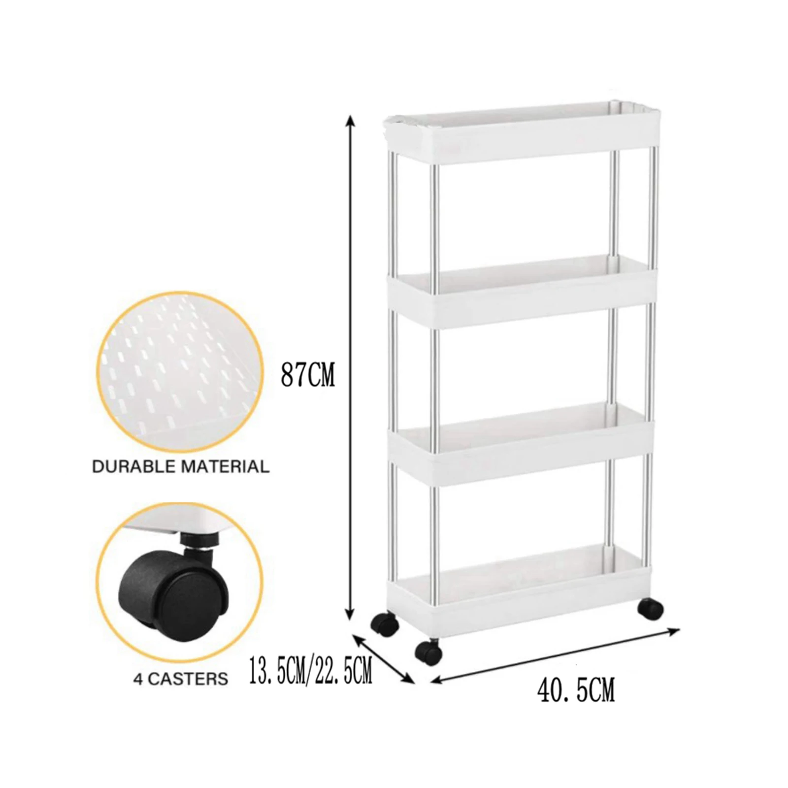 3/4 Layers Storage Rack Kitchen Narrow Cabinet Living Room Gap Shelf Home Furniture Movable Wheels Shelf for Bathroom