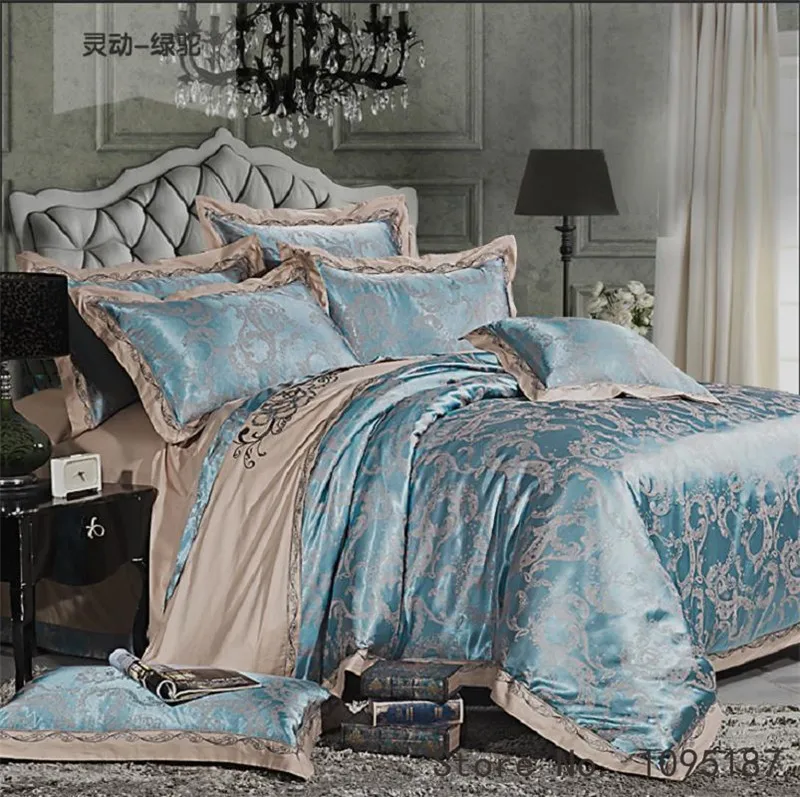 Постельное белье King size с вышивкой, жаккардовое постельное белье для свадьбы, хлопок, пододеяльник, простыня+ пододеяльник+ наволочка