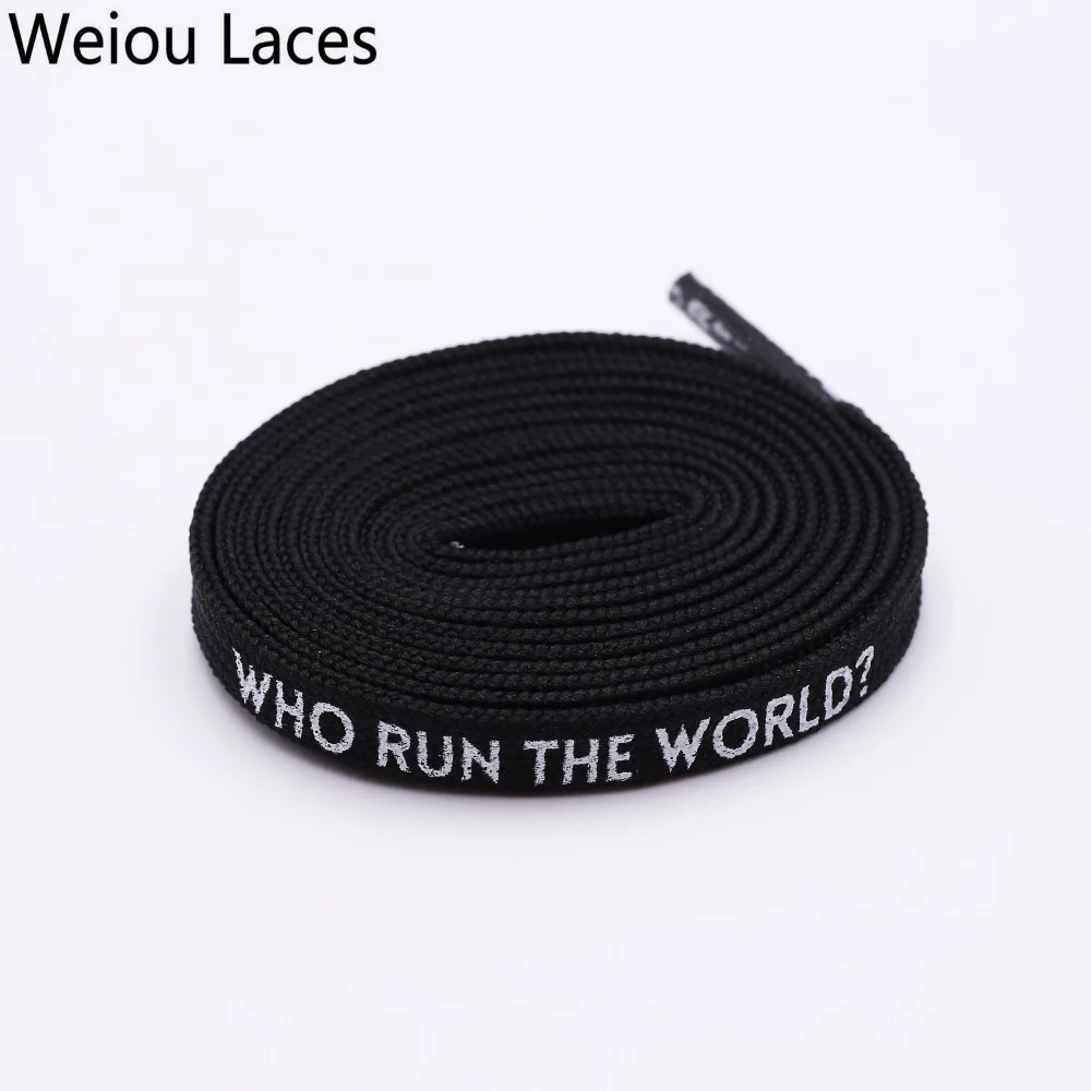 Weiou Flache Gedruckt DIE LAUFEN DIE WELT Schnürsenkel Schwarz Weiß doppelseitige Druck Extra Lange Minimalem Sport Sneaker Kordelzug – Detail 15