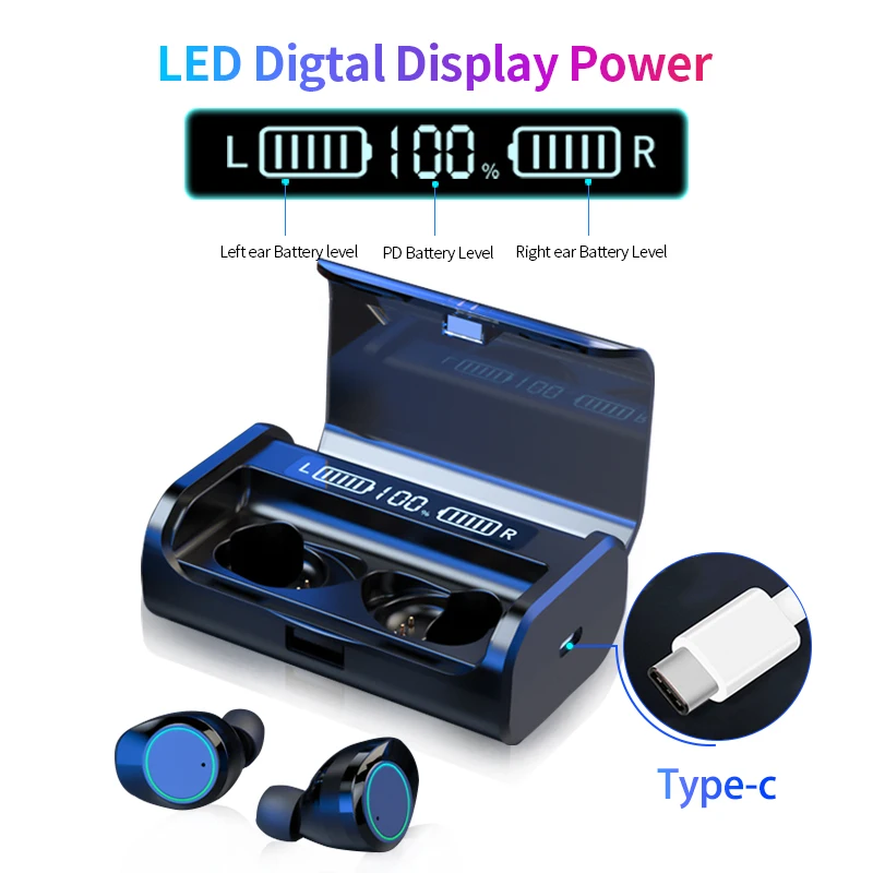 Nasin G08 Bluetooth Earphone TWS Touch Control Business Bluetooth Headset Wireless LED Power Display Earbuds With Mic Handsfree