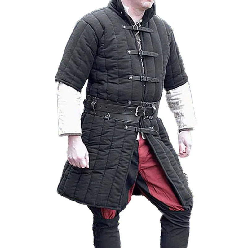 Medieval Thick Padded Half Length Gambeson Sleeves Coat Aketon Jacket Armor 
