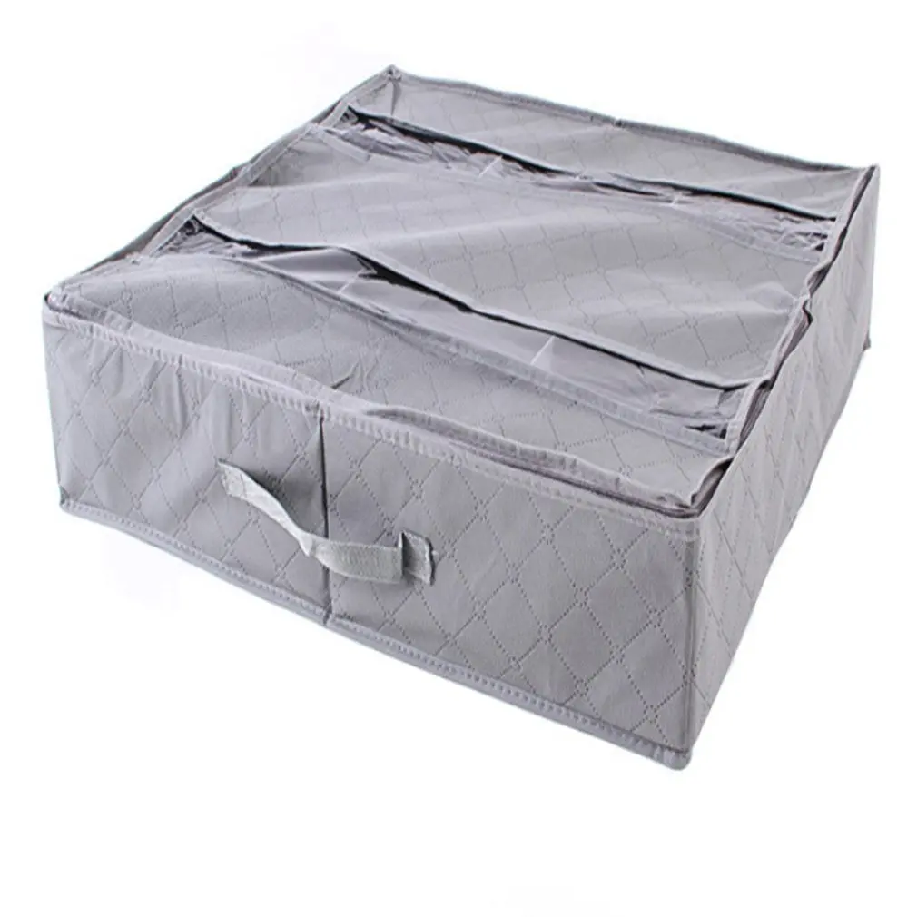 

Bamboo Charcoal Embossed Colorful 6-Grid Shoe Perspective Window Storage Box Functional And Morden Storage Bin