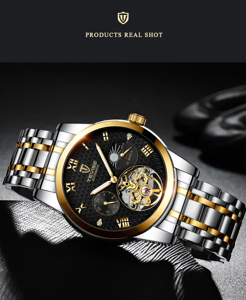 Moon Phase Tourbillon Мужские часы люксовый бренд Мужские Военные Спортивные часы из нержавеющей стали автоматические механические часы erkek saat