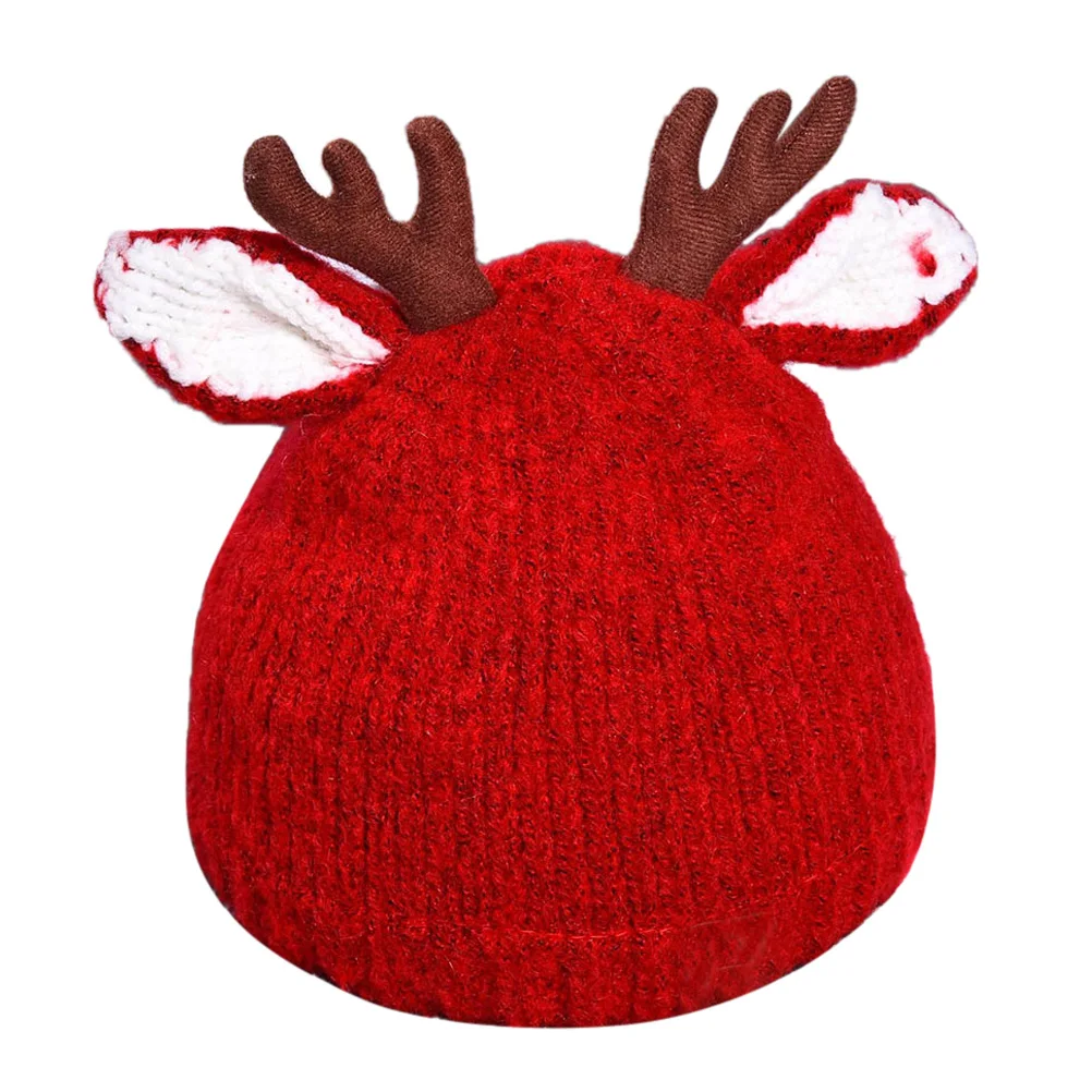 Новая Осенняя детская Рождественская Милая шапочка с оленем, мягкая теплая вязаная шапочка для девочек и мальчиков, рождественский подарок, Детские кепки#30