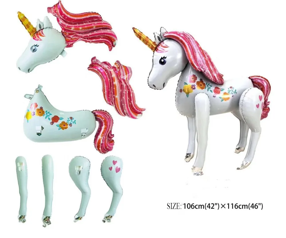 Единорог вечерние поставки 3D большой Unicornio ходячие животные латексные воздушные шары для девочек розовая вечеринка в честь Дня Рождения Декор фольги Воздушные шары DIY