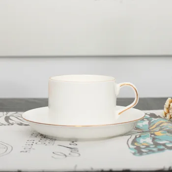 

Bone China Ceramics Tea Coffee Cup Simple White Gold Rim Arabic Coffee Set European Solid Color Tazas De Cafe Coffee Mug BE50CU