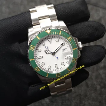 

40mm Men's Watch Aseptic Dial white Mechanical Automatic Stainless Steel Sapphire Glass 2813 Movement Ceramic Bezel N08
