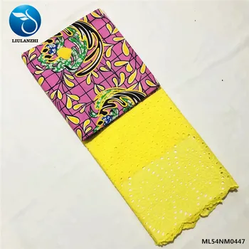 

LIULANZHI New Design Wax Prints + African Lace Fabrics Tissu Set Fabric , Sewing Prints Fabric African Lace ML54NM0436-56