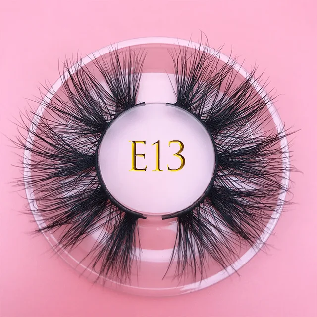 25mm E06 MIKIWI 100% handmade natural  thick  Eye lashes wispy makeup extention tools 3D mink hair volume soft false  eyelashes E13 round case