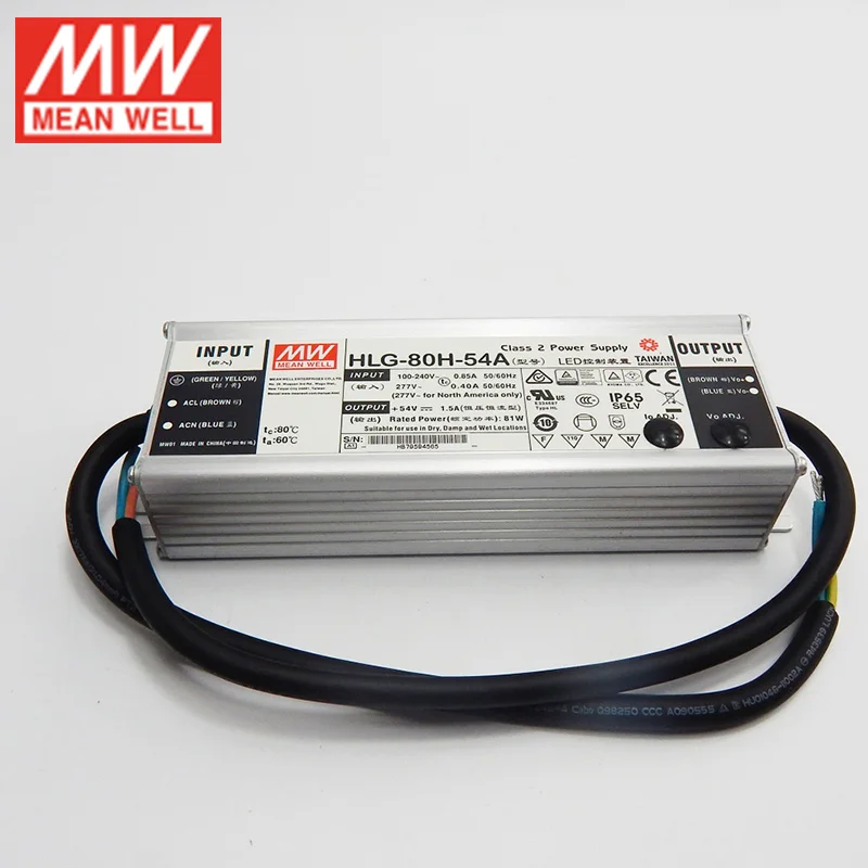 MEAN WELL светодиодный драйвер HLG 80H 54A 54 в импульсный источник питания 110 В/220 В