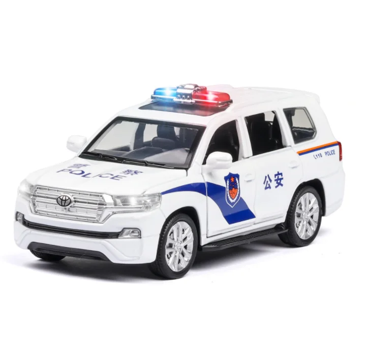 White Новинка 1:32 литой под давлением литой автомобиль Toyota Land Cruiser модель автомобиля оттягивающийся звуковой светильник игрушечные машинки для детей друзья игрушки подарки машинки - Цвет: White
