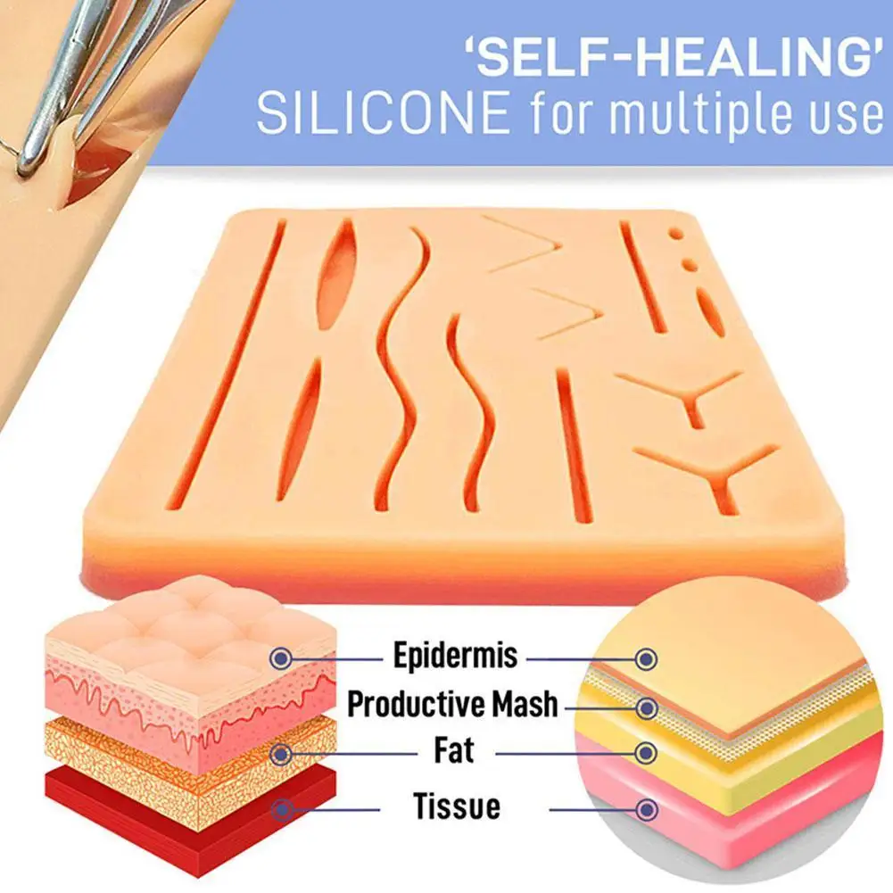 

Suture Training Kit Skin Operate Suture Practice Model Teaching Pad Kit Suture Silicone Resource Skin Training Needle Sciss T9D9