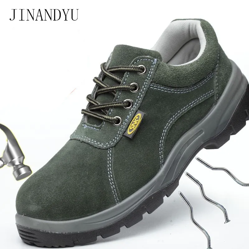

Steel Toe Work Safety Shoes Men Breathable Genuine Leather working Shoes Men Work Boots Protective Footwear Safety Boots