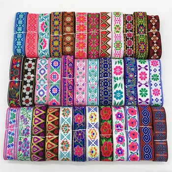 

7 Yards Vintage Floral Embroidered Jacquard Ribbon Trim braid Lace Fringe Crafts