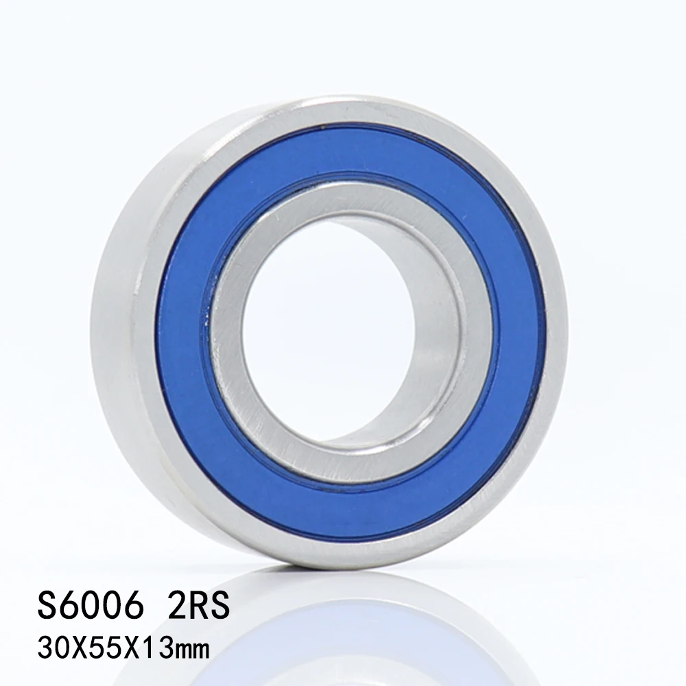 2PCS S6006RS Bearing 30*55*13 mm ABEC-3 440C Stainless Steel S 6006RS Ball Bearings 6006 Stainless Steel Ball Bearing