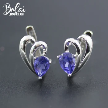 

Bolai romantic heart nano tanzanite stud earrings 925 sterling silver gemstone fine jewelry ear studs for women wedding gift