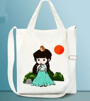 

Cartoon Print Ladies Zipper Canvas Handbag Shoulder Women Messenger Tote Bags Female Girls Shopping Beach Fashion Crossbody Bags