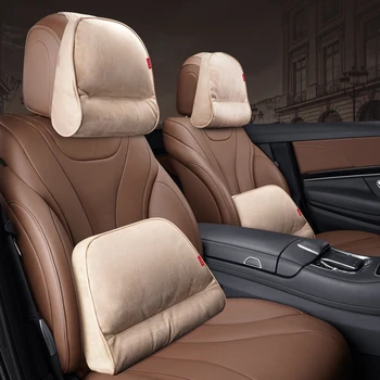 

JINSERTA Car Neck Pillow Skin-friendly Suede Headrest Memory Foam Fabric Car Seat Neck Support Pillow for Car Travel Office Home