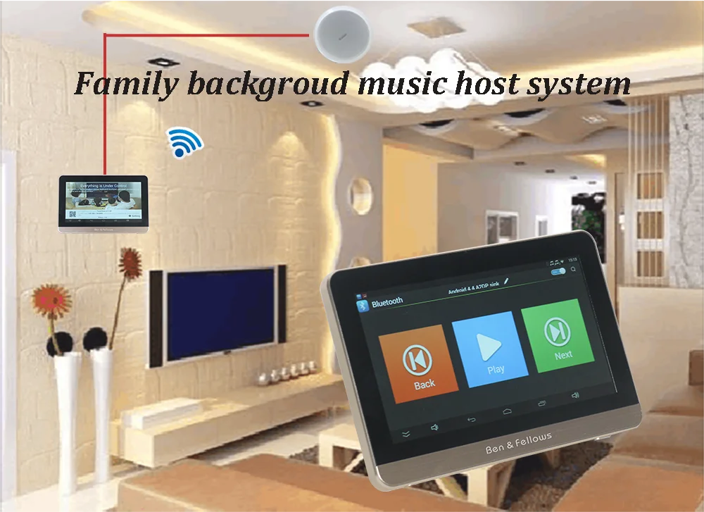 Android Bluetooth Wi-Fi 7 дюймов беспроводной 4 канала 25 ватт HIFI pa домашний аудио музыкальный фон система в настенный усилитель