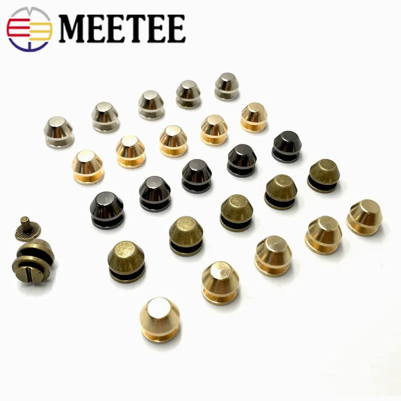 Meetee 10/30 комплектов 12 мм металлический Медь ботинки на плоской подошве с пряжкой в винтовые заклепки ногтей карабин DIY леатеркрафц сумки аппаратных аксессуаров BF469