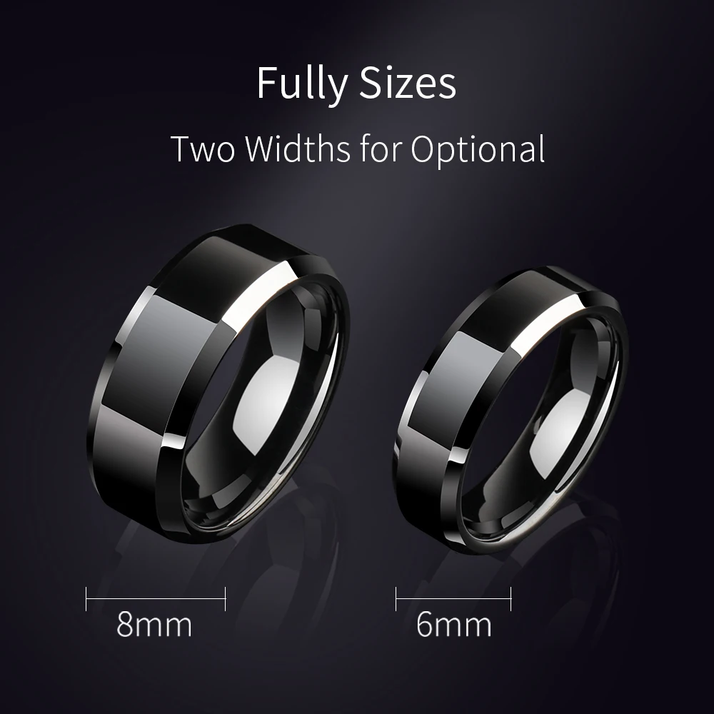Rings for Men Black Tungsten for Thumb Couple Ring High Polished Comfort Fit Wedding Band Gift Party, Customized - Image 3