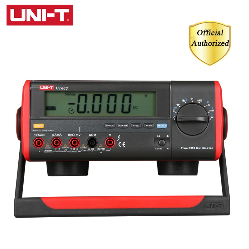  UNI-T UT803 LCD Display Auto Range Bench Type Digital Multimeters Volt Amp Ohm Capacitance Hz Tempe