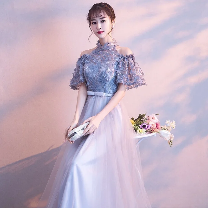 Традиционный китайский свадебное платье Чонсам пикантные Qipao платья Повседневное женщина росы плечо шифон принцесса платье для