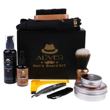 

Beard Oil Balm Comb Brush Shampoo Soap Apron Razor Shaping Tool Grooming Kit 667D