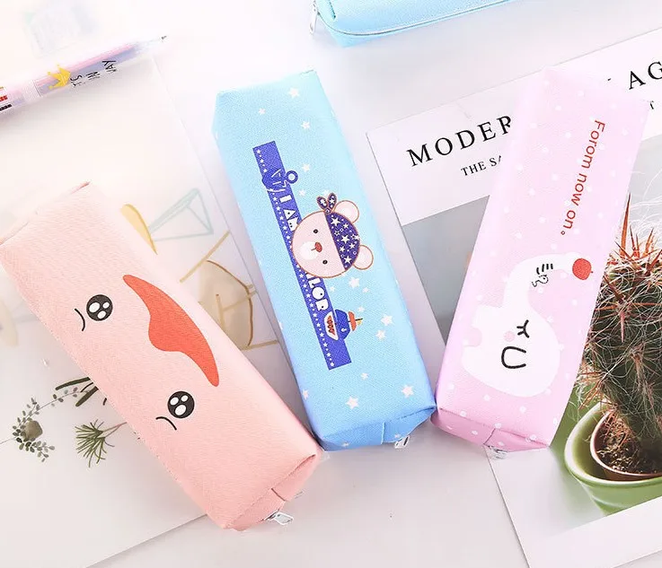 1 шт. Новинка Kawaii животные Сумочка для ручек и карандашей чехол канцелярский органайзер для хранения школьные принадлежности